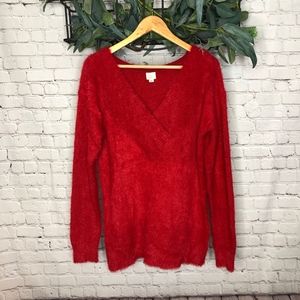 SALE **5 for $25** A New Day Red Long Sleeve Fuzzy V-Neck Sweater